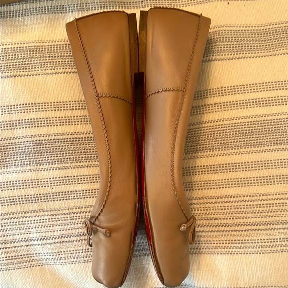 Christian Louboutin Women's Tan Leather Ballet Flats - Picture 6 of 8